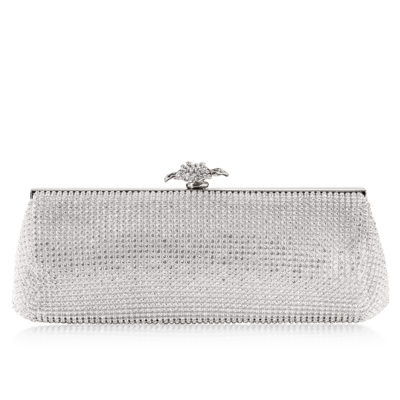 All Over Crystal Flower Clutch