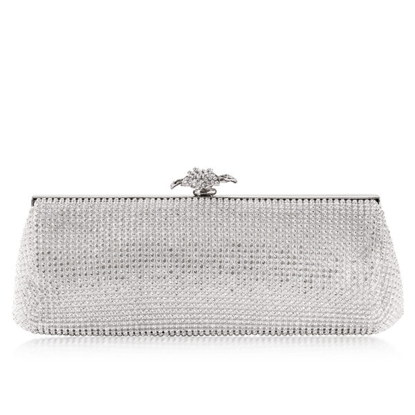 All Over Crystal Flower Clutch