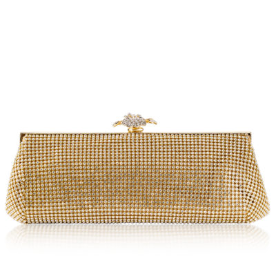 All Over Crystal Flower Clutch